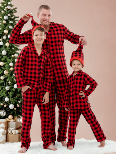 Пижама мужская в клетку с брюками и рубашкой Family look